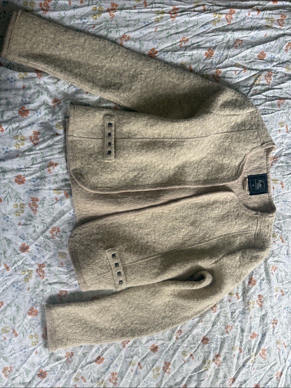 Cotton On Cream Collarless Wool-Blend Jacket